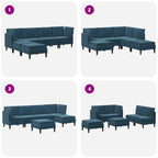 Wohnzimmergarnitur mit Kissen mit Speicher 6 pcs Blau Samt