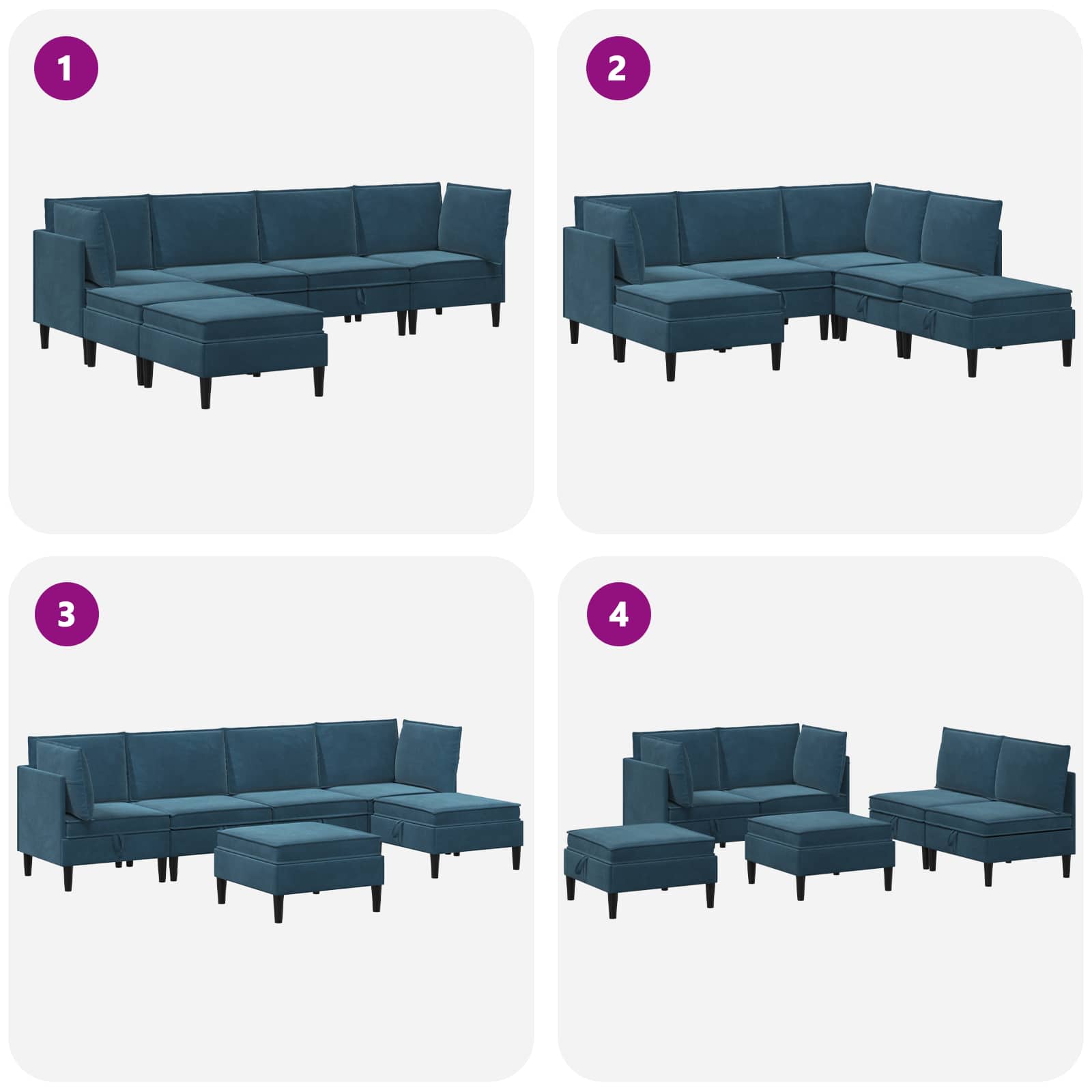 Wohnzimmergarnitur mit Kissen mit Speicher 6 pcs Blau Samt