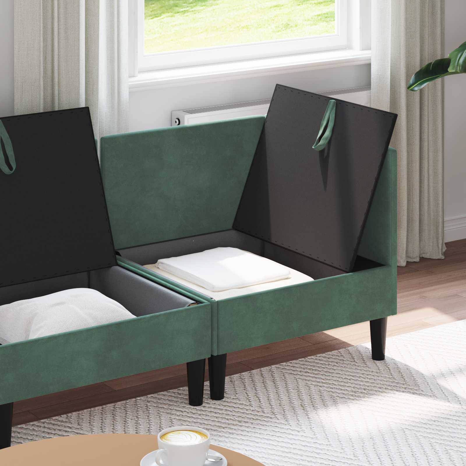 Wohnzimmergarnitur mit Kissen mit Speicher 3 pcs Meergrün Samt
