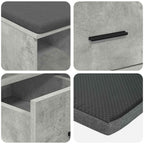 Flurbank mit Kissen mit Schubladen Betongrau 60 x 38 x 46 cm