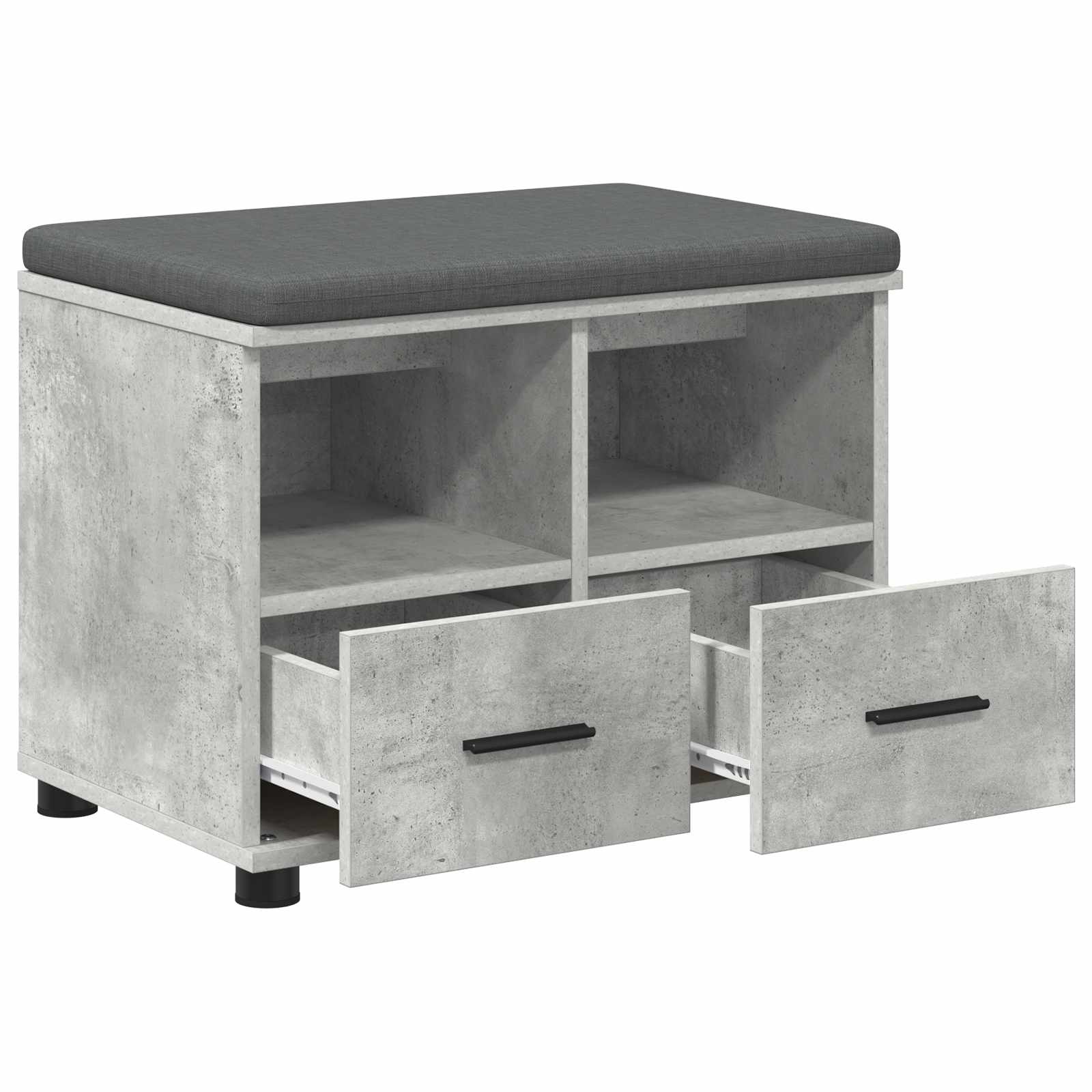 Flurbank mit Kissen mit Schubladen Betongrau 60 x 38 x 46 cm