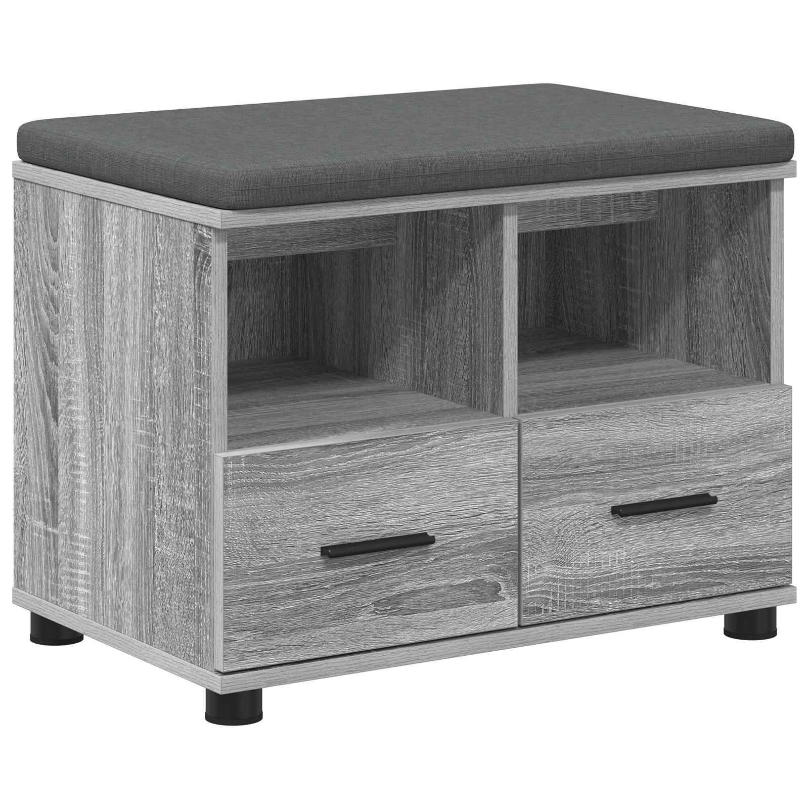 Flurbank mit Kissen mit Regal Graues Sonoma 60 x 38 x 46 cm