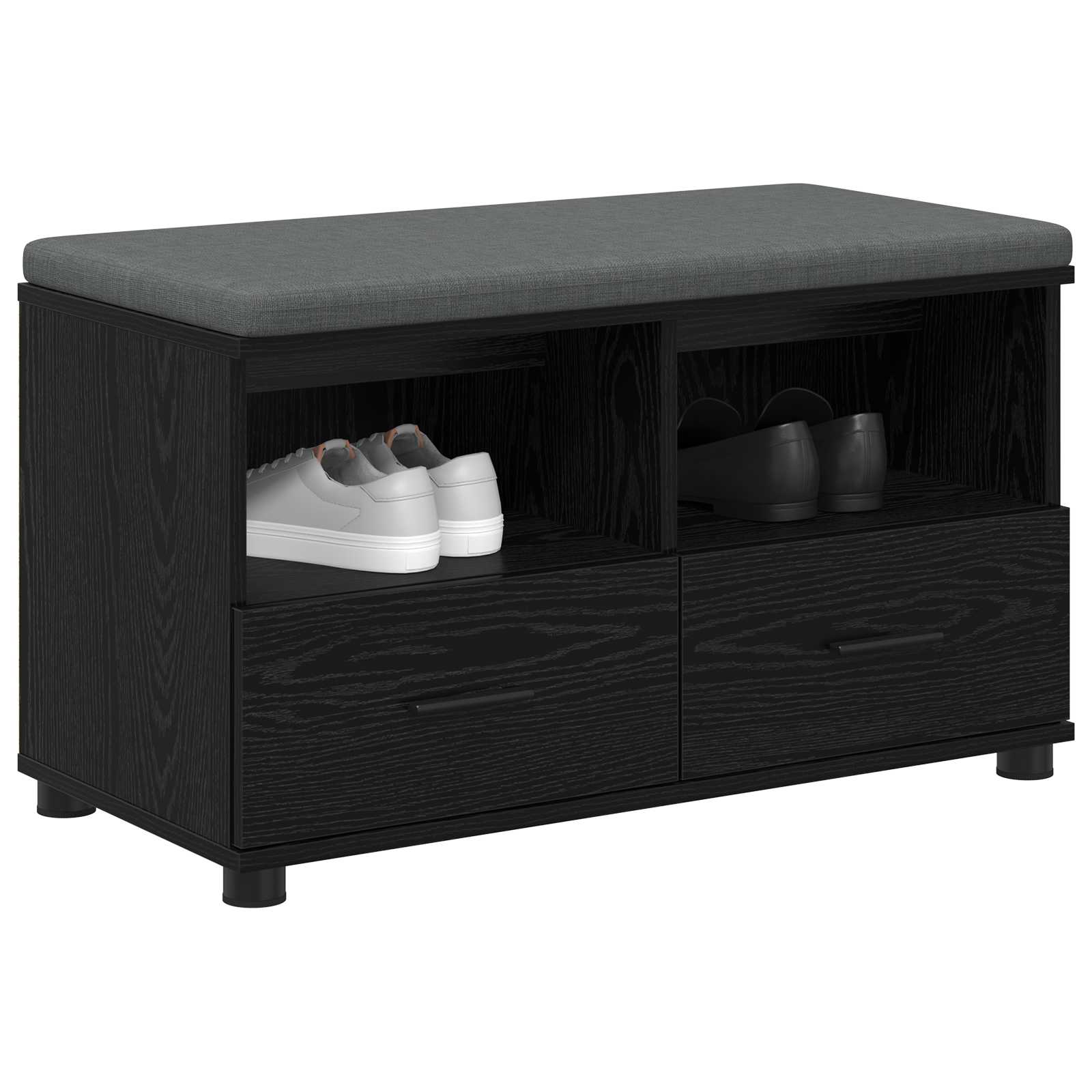 Flurbank mit Kissen mit Regal Schwarze Eiche 80 x 38 x 46 cm