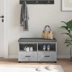 Flurbank mit Kissen mit Schubladen Betongrau 80 x 38 x 46 cm