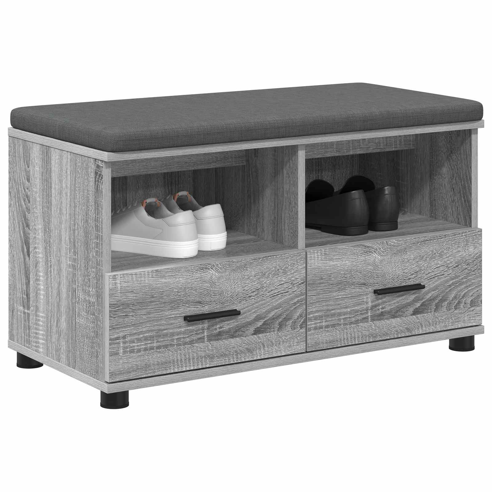 Flurbank mit Kissen mit Regal Graues Sonoma 80 x 38 x 46 cm