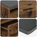 Flurbank mit Kissen mit Schubladen Altholz 100 x 38 x 46 cm