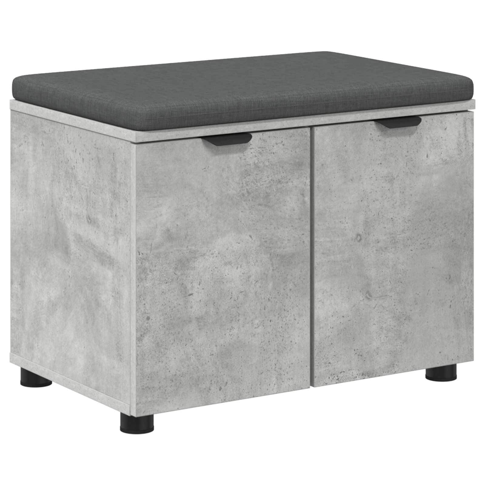 Flurbank mit Kissen mit Regal mit Tür Betongrau 60 x 38 x 46 cm