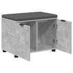 Flurbank mit Kissen mit Regal mit Tür Betongrau 60 x 38 x 46 cm