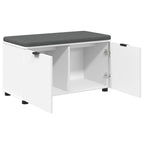 Flurbank mit Kissen mit Regal mit Speicher Weiß 80 x 38 x 46 cm
