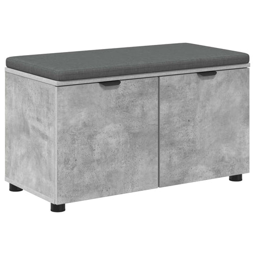 Flurbank mit Kissen mit Regal mit Tür Betongrau 80 x 38 x 46 cm