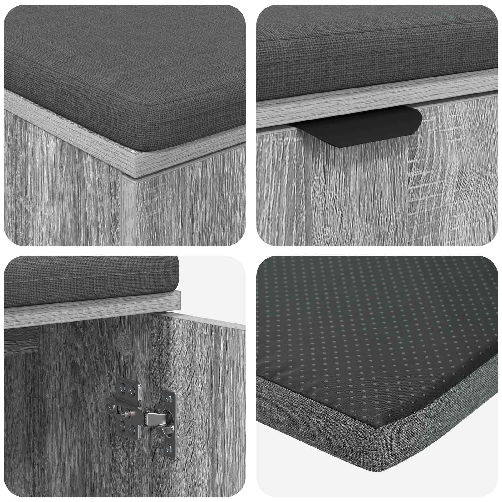 Flurbank mit Kissen mit Regal Graues Sonoma 100 x 38 x 46 cm