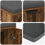 Flurbank mit Kissen mit Regal mit Tür Altholz 100 x 38 x 46 cm