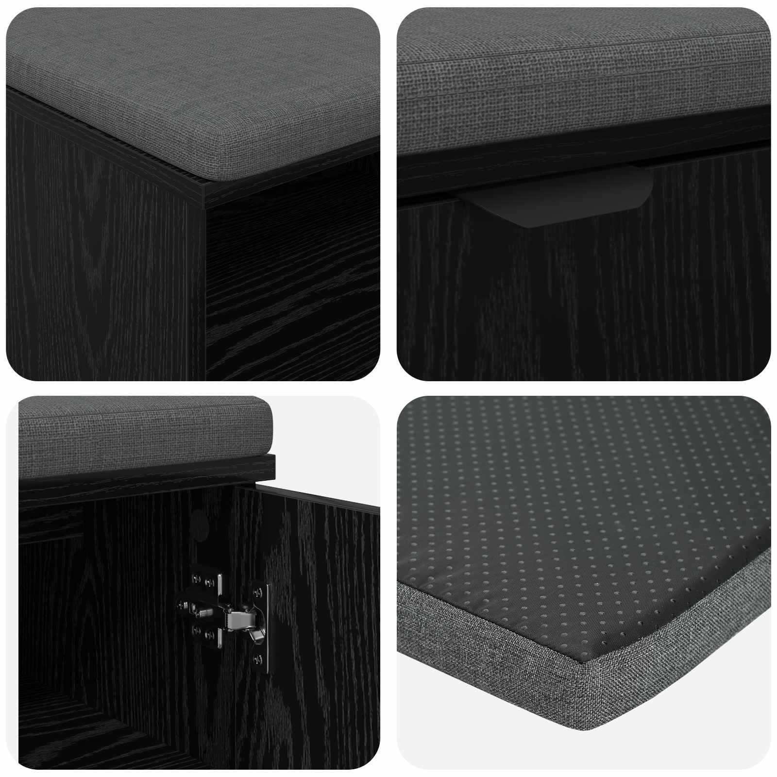 Flurbank mit Kissen mit Regal Schwarze Eiche 60 x 38 x 46 cm