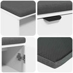 Flurbank mit Kissen mit Regal mit Speicher Weiß 80 x 38 x 46 cm