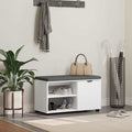 Flurbank mit Kissen mit Regal mit Speicher Weiß 80 x 38 x 46 cm
