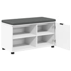 Flurbank mit Kissen mit Regal mit Speicher Weiß 80 x 38 x 46 cm