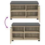 Flurbank mit Kissen mit Regal Sonoma-Eiche 80 x 38 x 46 cm