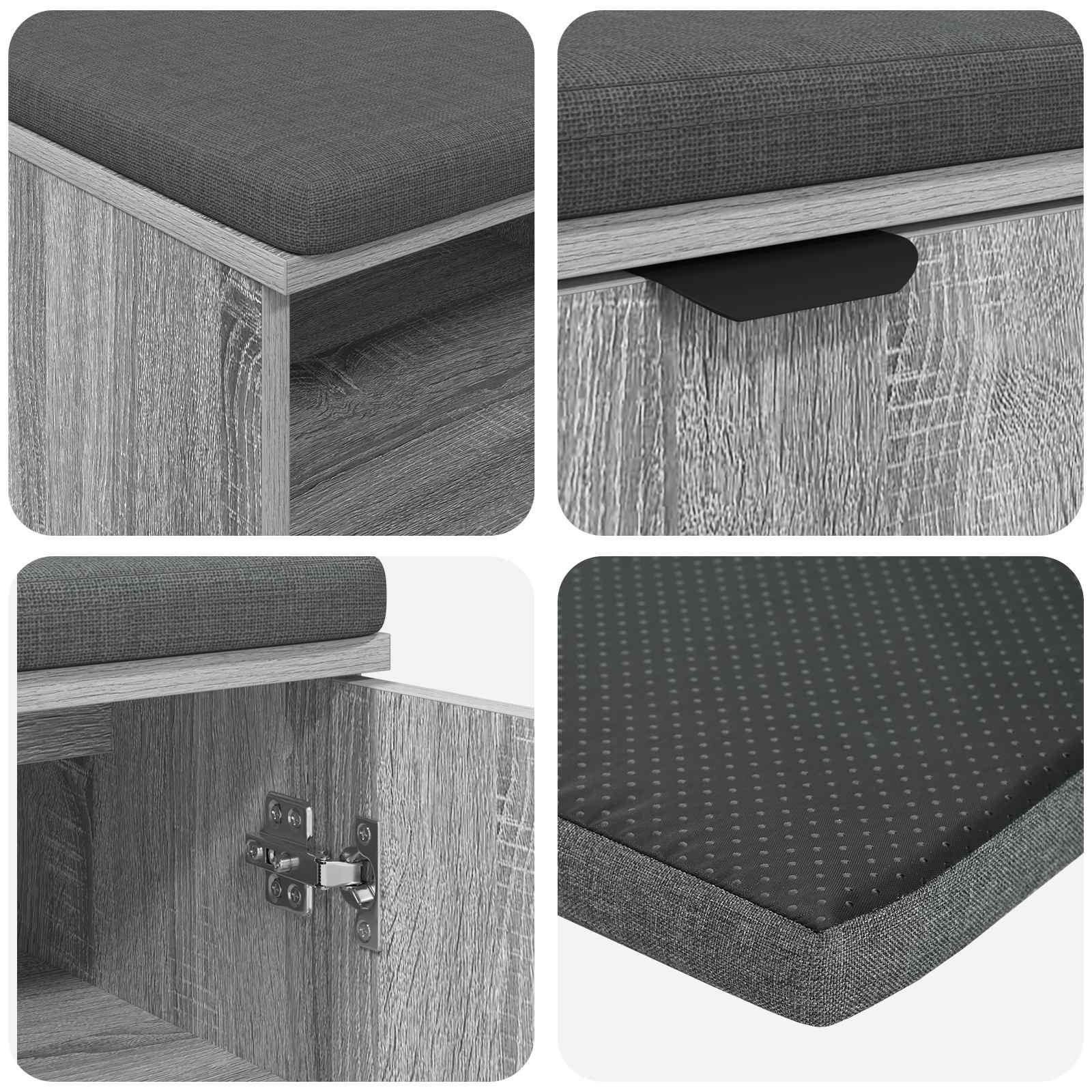 Flurbank mit Kissen mit Regal Graues Sonoma 80 x 38 x 46 cm