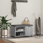 Flurbank mit Kissen mit Regal Graues Sonoma 80 x 38 x 46 cm