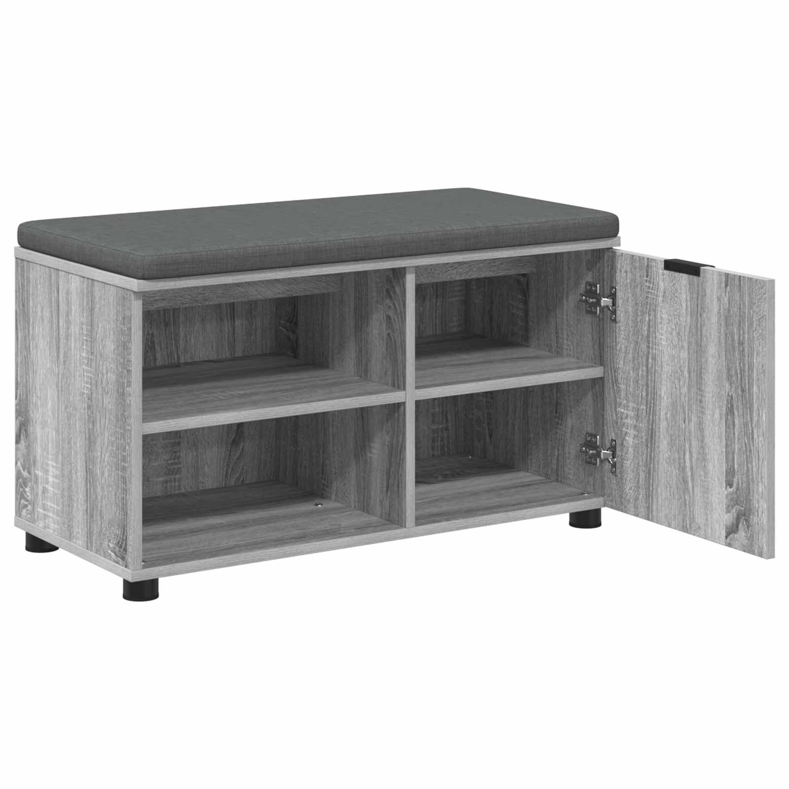 Flurbank mit Kissen mit Regal Graues Sonoma 80 x 38 x 46 cm