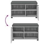 Flurbank mit Kissen mit Regal Graues Sonoma 80 x 38 x 46 cm