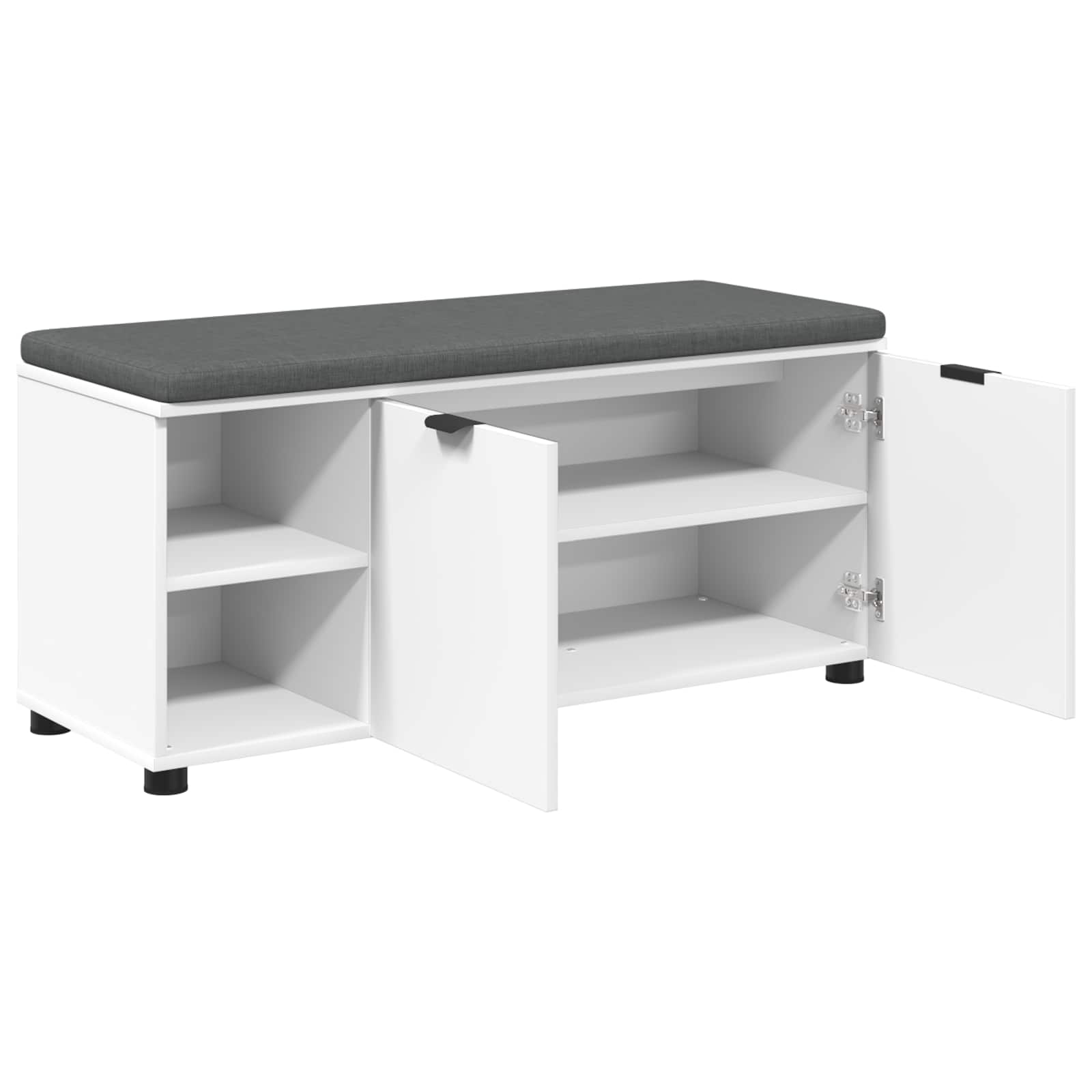 Flurbank mit Kissen mit Regal mit Tür Weiß 100 x 38 x 46 cm