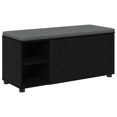 Flurbank mit Kissen mit Regal Schwarze Eiche 100 x 38 x 46 cm