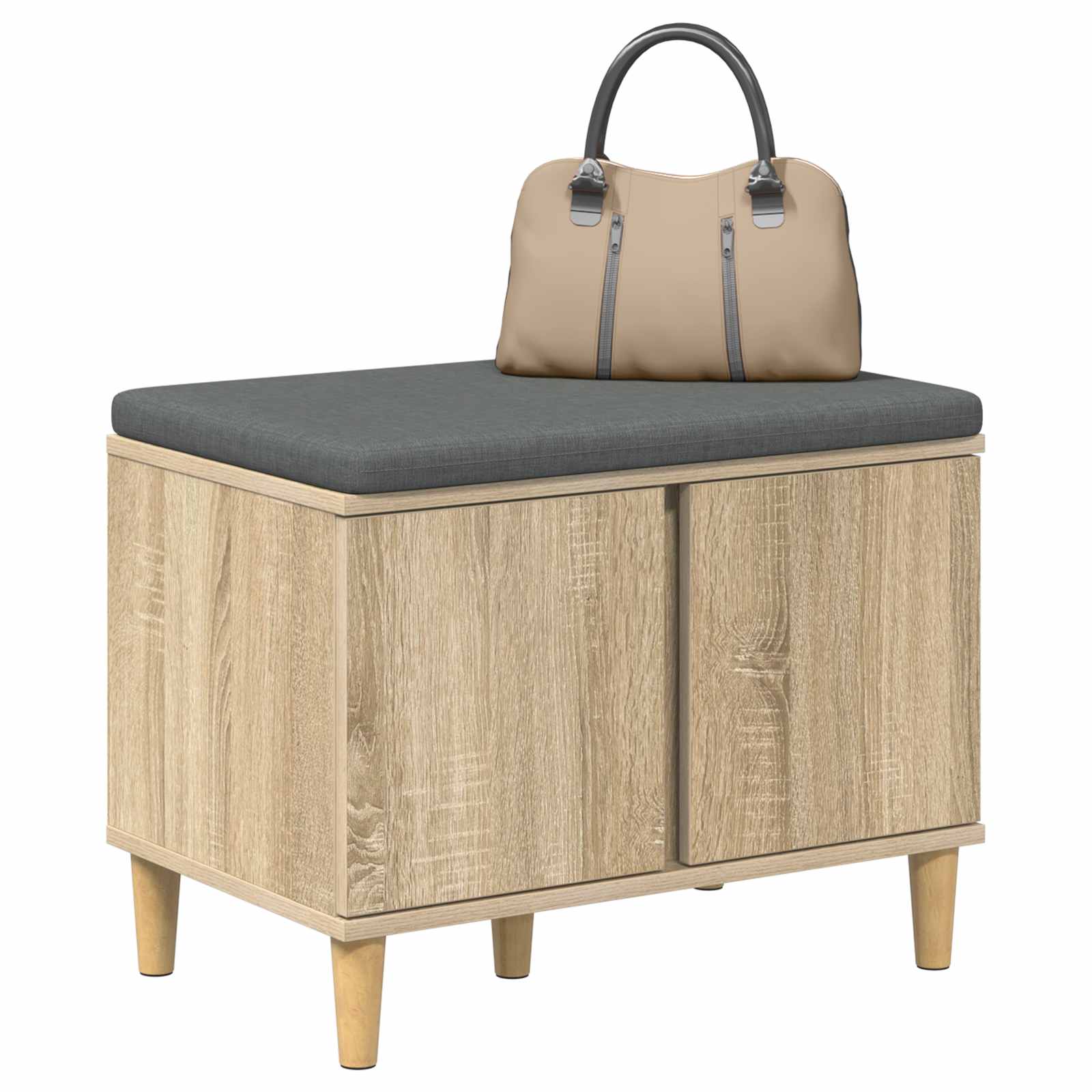Flurbank mit Kissen mit Speicher Sonoma-Eiche 60 x 38 x 46 cm