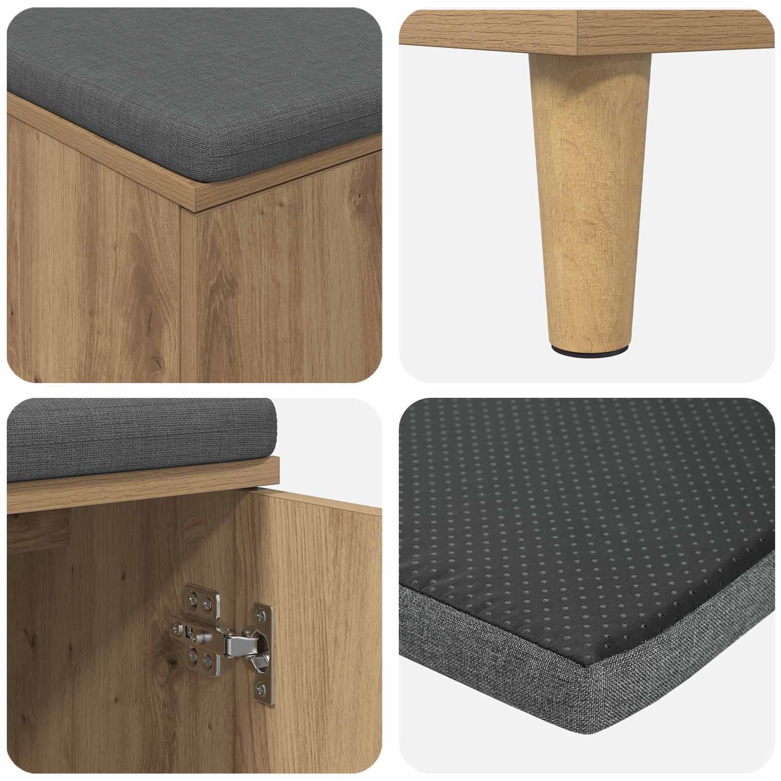 Flurbank mit Kissen mit Speicher Artisan-Eiche 80 x 38 x 46 cm