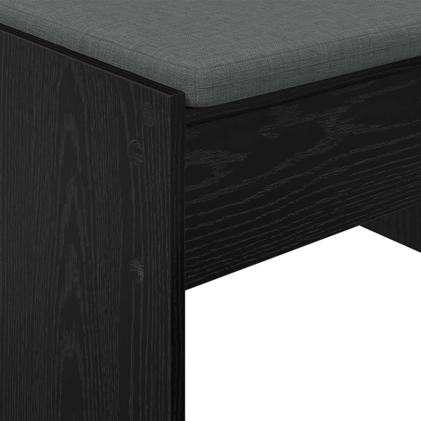 Flurbank mit Kissen Schwarz Eichen-Optik 83 x 38 x 40 cm