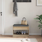 Flurbank mit Kissen mit Regal Sonoma-Eiche 63 x 38 x 45 cm
