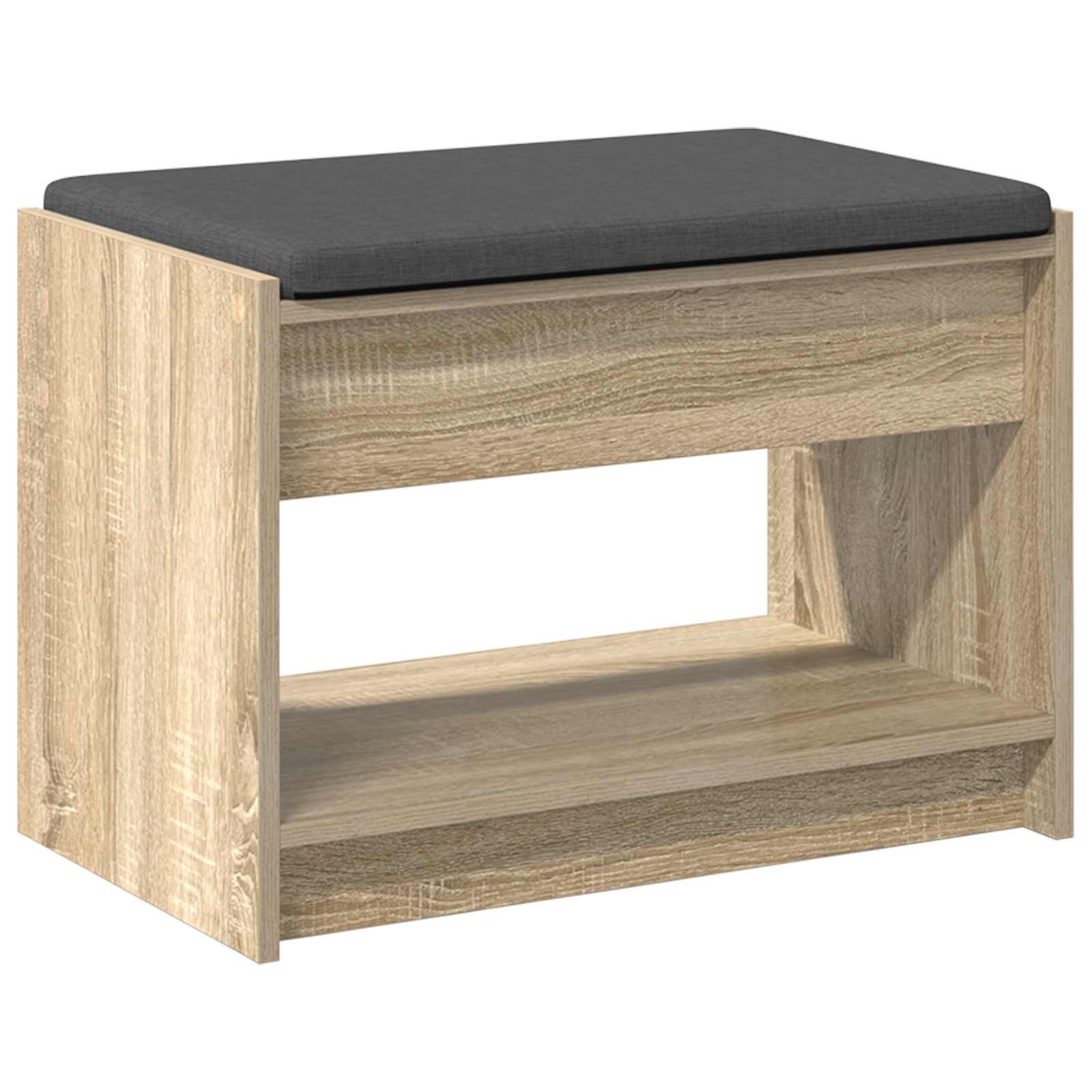 Flurbank mit Kissen mit Regal Sonoma-Eiche 63 x 38 x 45 cm