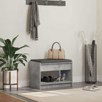 Flurbank mit Kissen mit Regal Betongrau 63 x 38 x 45 cm