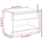 Flurbank mit Kissen mit Regal Graues Sonoma 63 x 38 x 45 cm
