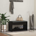 Flurbank mit Kissen mit Regal Schwarze Eiche 83 x 38 x 45 cm