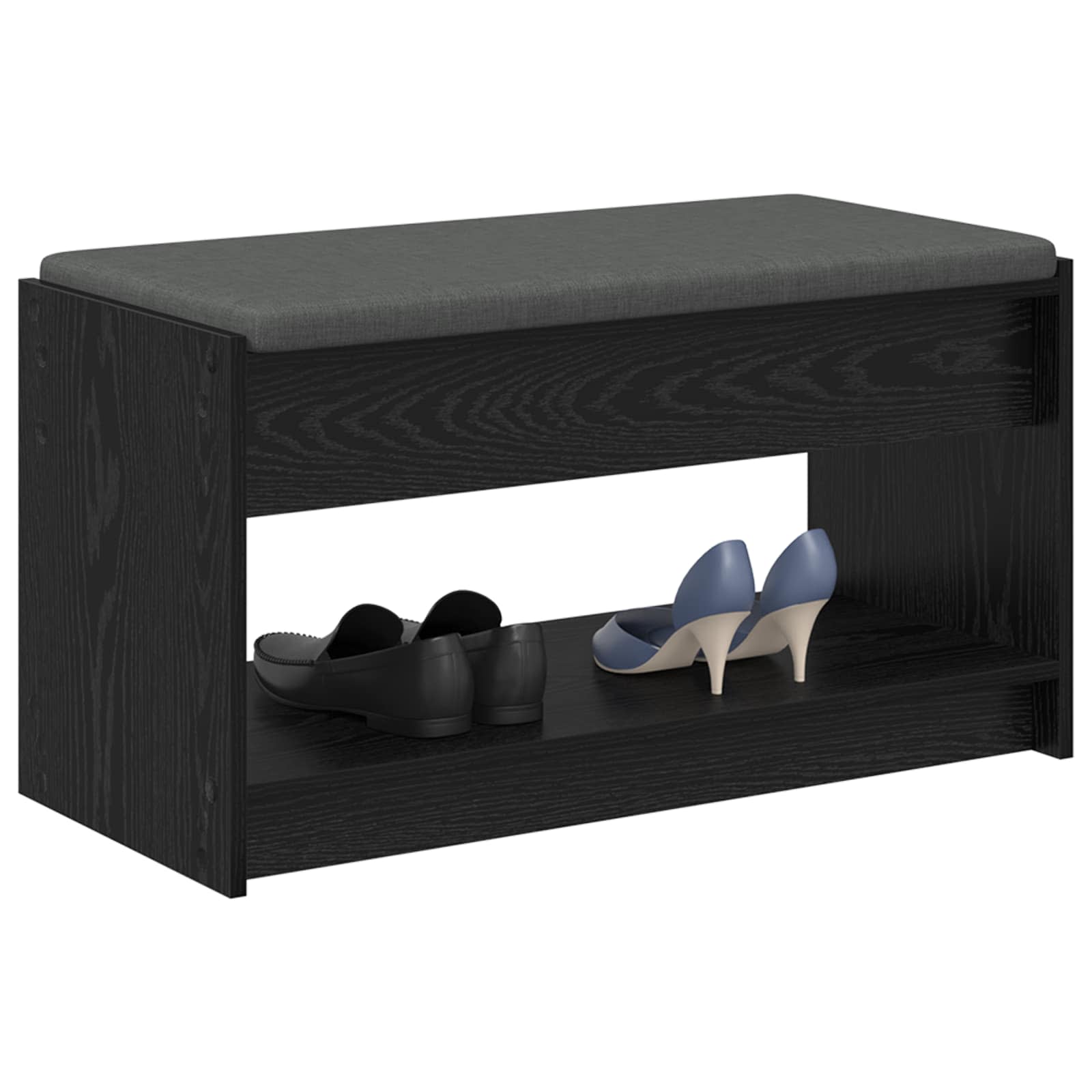 Flurbank mit Kissen mit Regal Schwarze Eiche 83 x 38 x 45 cm