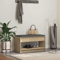 Flurbank mit Kissen mit Regal Sonoma-Eiche 83 x 38 x 45 cm