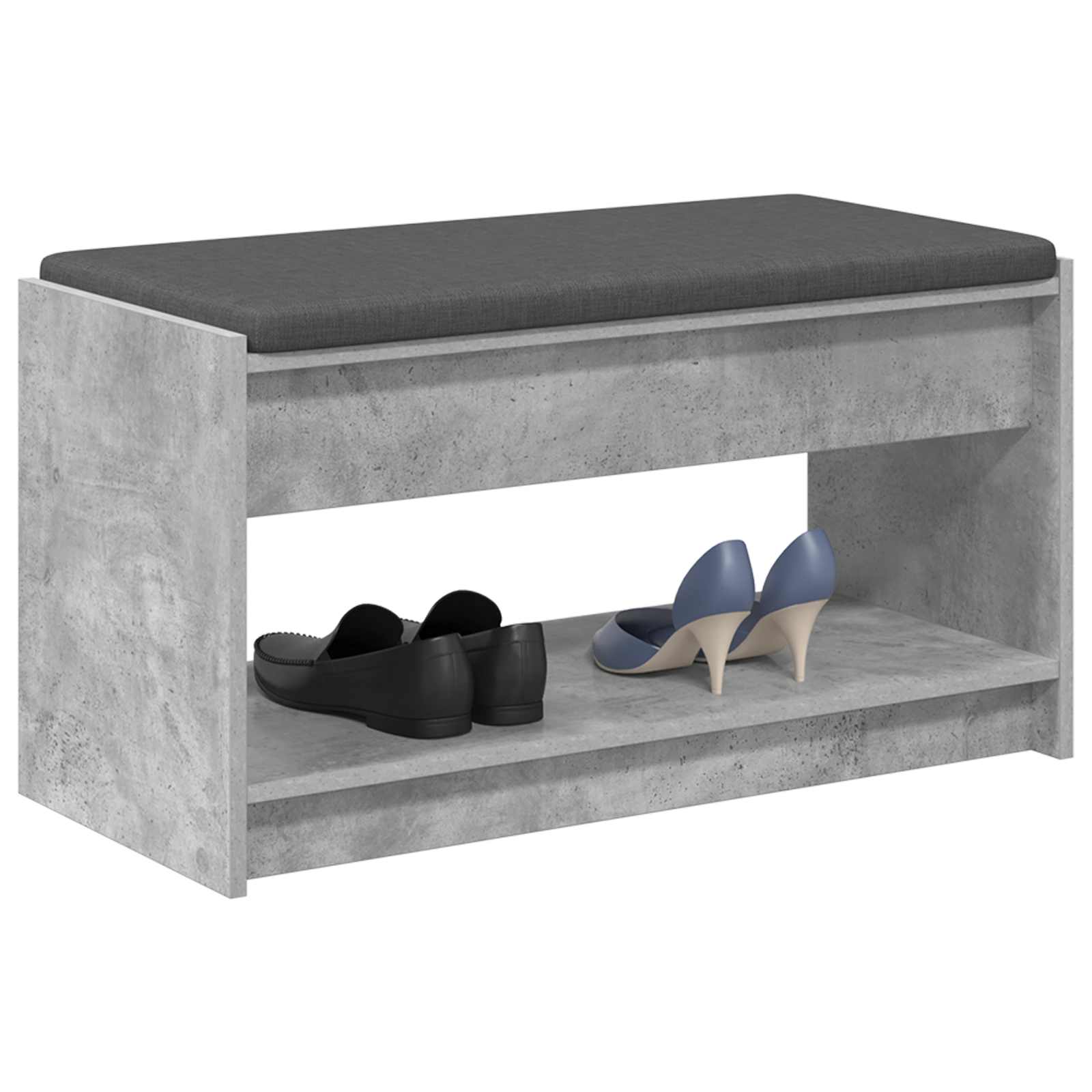 Flurbank mit Kissen mit Regal Betongrau 83 x 38 x 45 cm