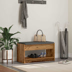 Flurbank mit Kissen mit Regal Altholz 83 x 38 x 45 cm