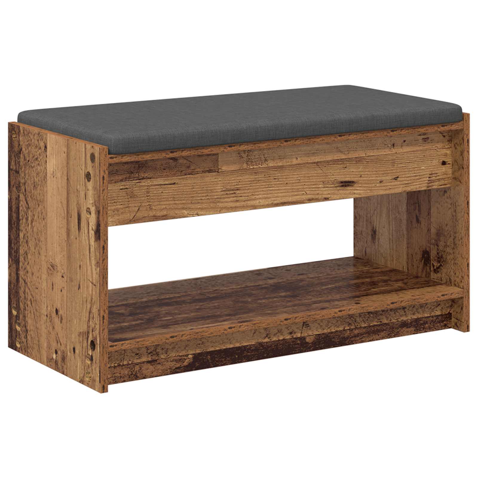 Flurbank mit Kissen mit Regal Altholz 83 x 38 x 45 cm