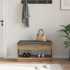 Flurbank mit Kissen mit Regal Artisan-Eiche 83 x 38 x 45 cm