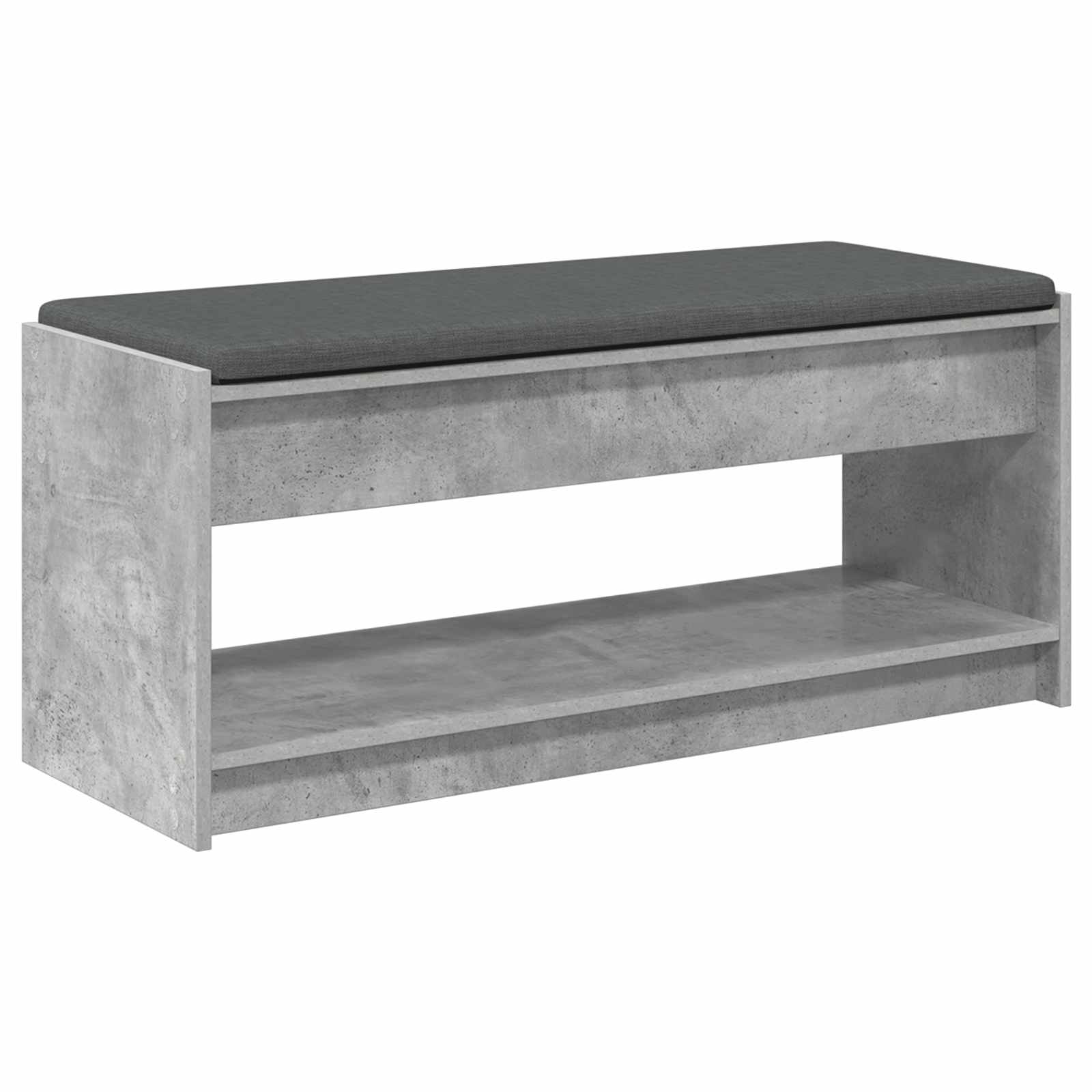 Flurbank mit Kissen mit Regal Betongrau 103 x 38 x 45 cm