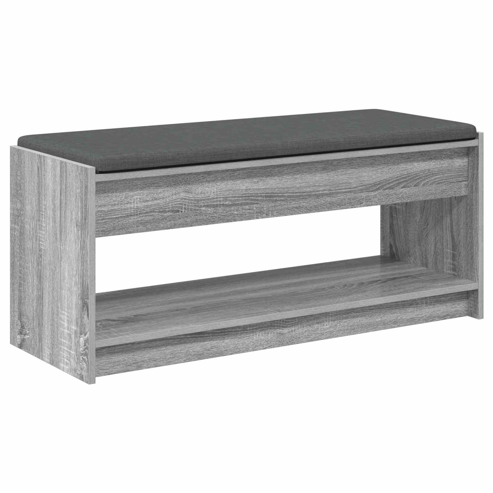 Flurbank mit Kissen mit Regal Graues Sonoma 103 x 38 x 45 cm