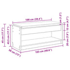 Flurbank mit Kissen mit Regal Altholz 103 x 38 x 45 cm
