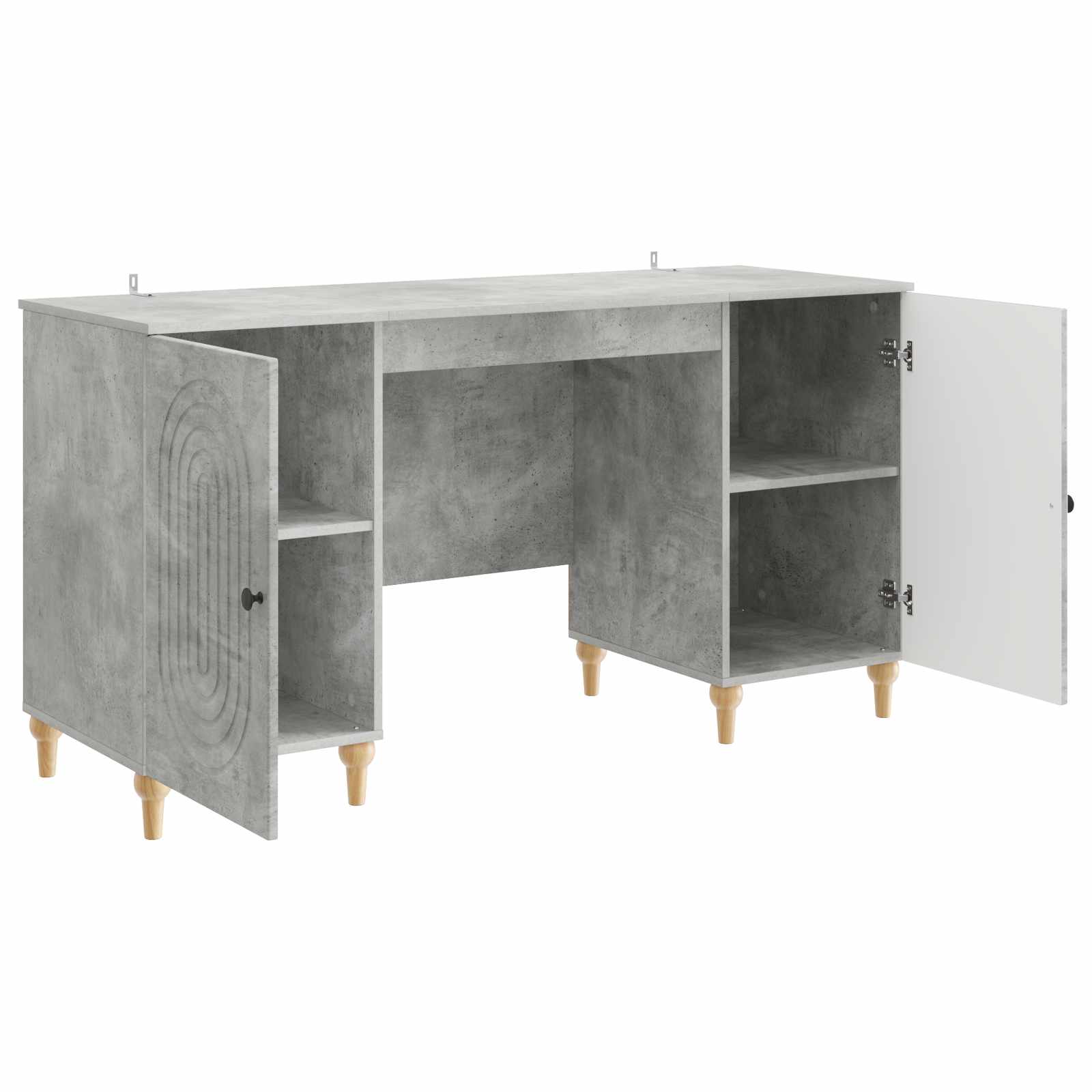 Schreibtisch mit Tür Betongrau 142,5 x 50 x 75 cm Holzwerkstoff