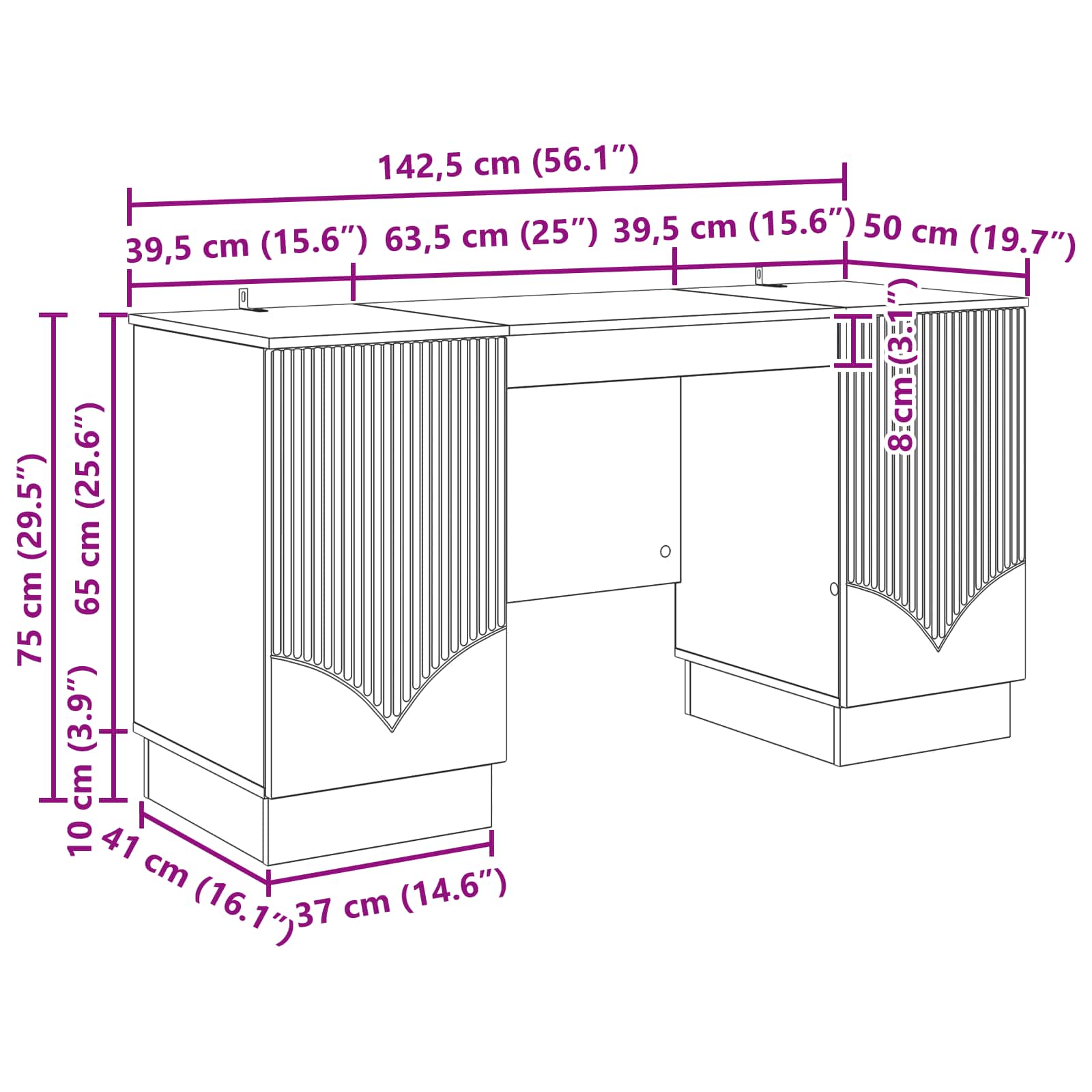 Schreibtisch Sonoma-Eiche 142,5 x 50 x 75 cm Holzwerkstoff