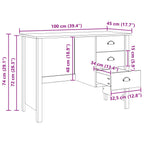 Schreibtisch mit Schubladen HILL Honigbraun 100 x 45 x 74 cm