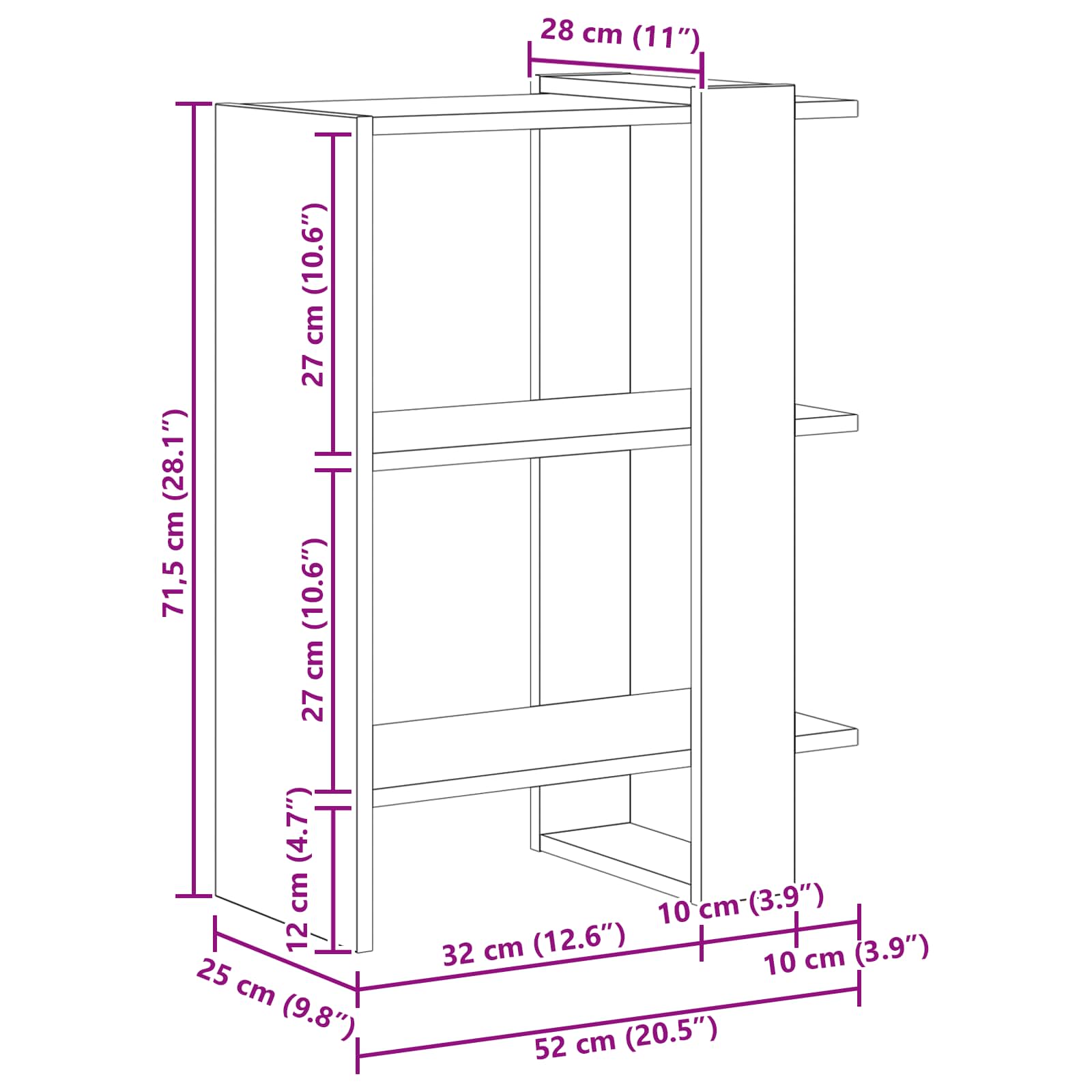 Bücherregal Beton Grau 52 x 25 x 71,5 cm Holzwerkstoff