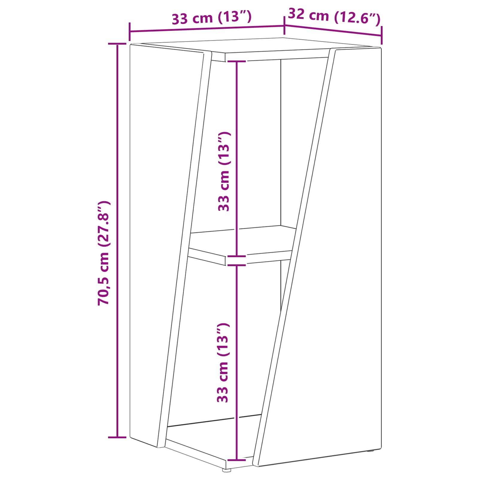 Seitenregal Graues Sonoma 33 x 32 x 70,5 cm Holzwerkstoff