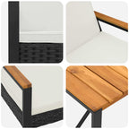 Gartenmöbel Set 4 pcs Schwarz und Cremeweiß Poly-Rattan
